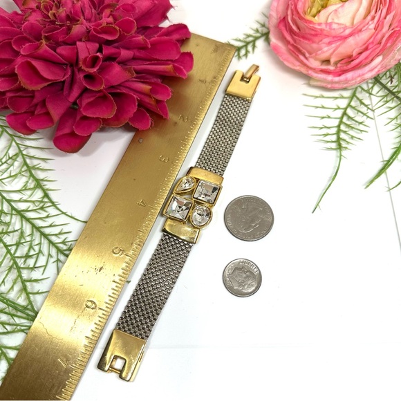 VINTAGE⚜️Two Tone Rhinestone Mesh Bracelet - Picture 5 of 7